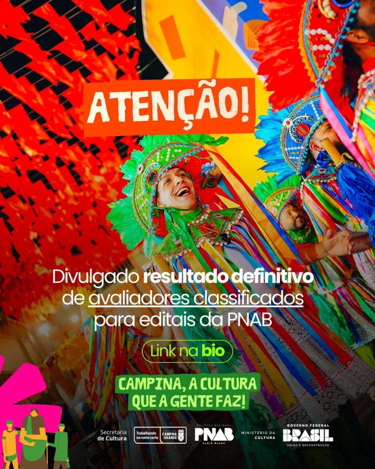 Prefeitura de Campina Grande divulga resultado definitivo de pareceristas credenciados para editais da PNAB 🔴 Portal Zona Leste