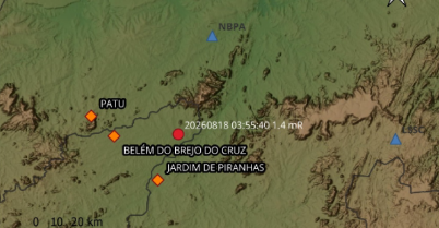 Tremor de terra de baixa intensidade é registrado no Sertão da Paraíba